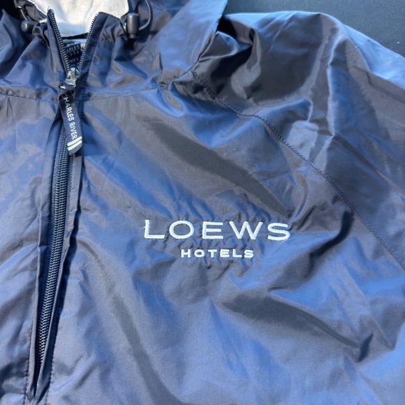 Loews Hotels Employee Jacket Men's Large Navy Anorak Miami Valet Workwear Hooded